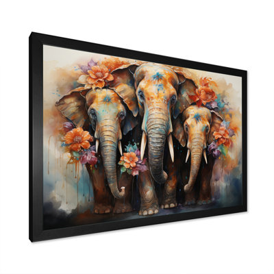 Art asiatique, éléphants thaïlandais - impression