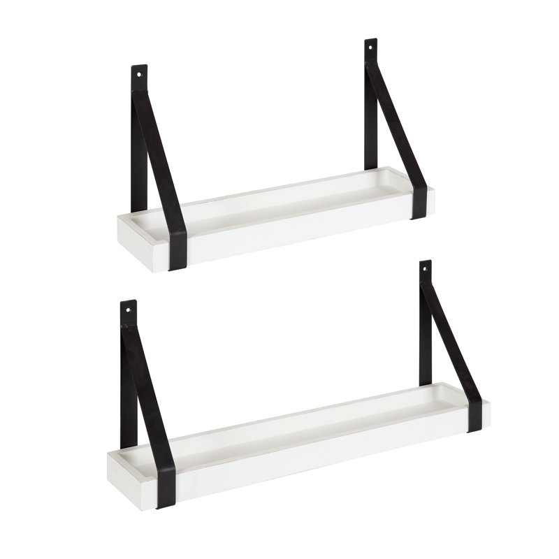 Tablette décorative en bois massif 2 pièces Glenbrook, Blanc
