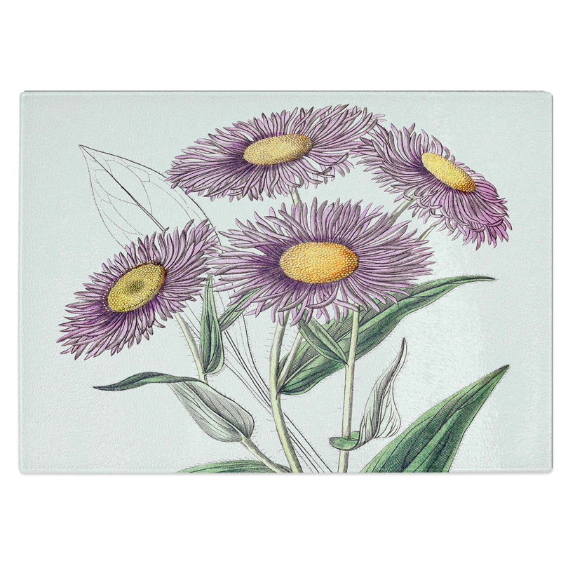 Tempered Glass Daisy Flowers Chopping Board, 28.5 cm W x 20 cm L