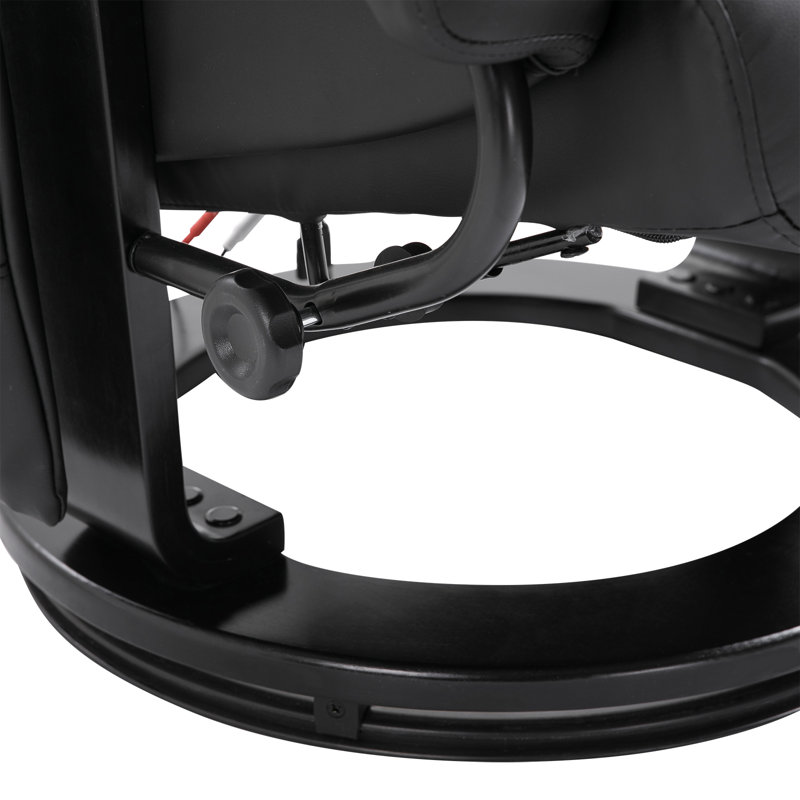 Faux Leather Massage Chair with Ottoman,wood, Black Faux Leather