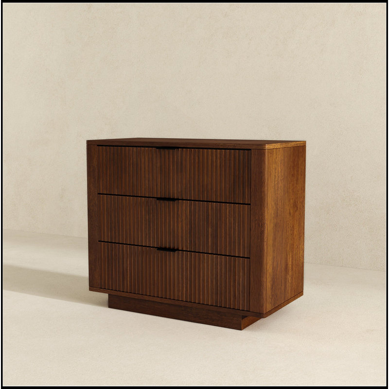 Walnut Nightstand 3-Drawer