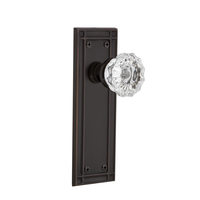 Plaque de mission avec bouton de porte en cristal, Bronze intemporel, 2-3/4"