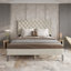 Upholstered Platform Bed With High Padded Wingback Headboard And USB Ports