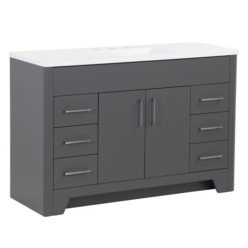 Meuble-lavabo simple 48,5 po avec plateau en marbre de culture, Ciment