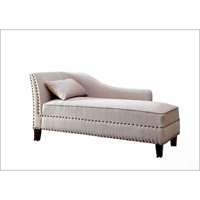 Modern Contemporary 1pc Chaise  Linen Like Fabric Nailhead Trim Living Room Bench Pillow