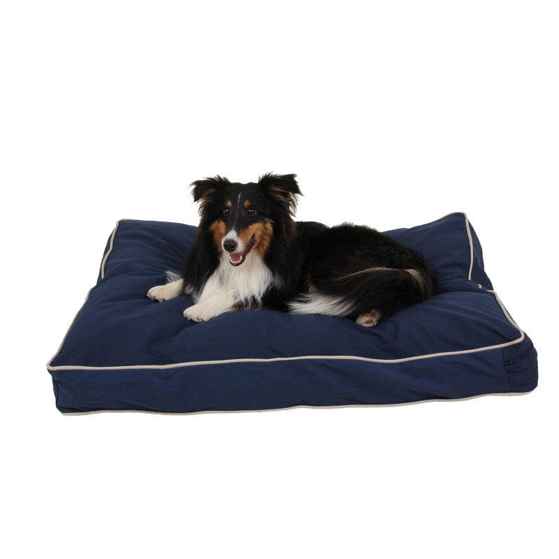 Memory Foam Canvas Pet Bed, Small (36" W x 27" D x 4" H), Blue/Khaki