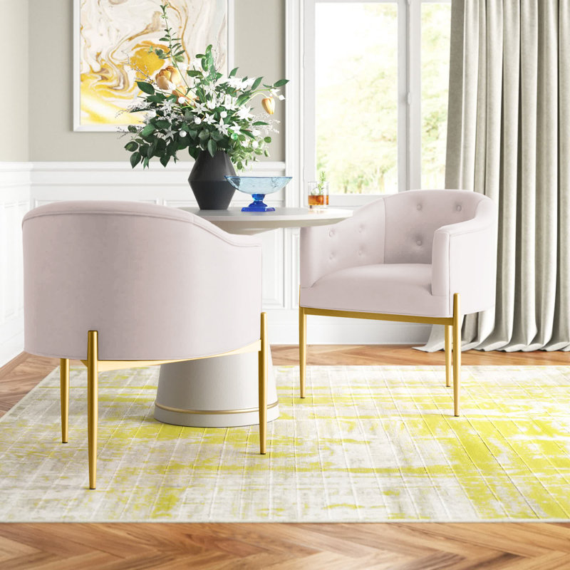 Savour Tufted Performance Velvet Accent Chairs, Pink Velvet