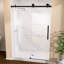 48 po X P 76 po H Porte de douche coulissante sans cadre en noir mat avec verre trempé transparent