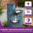 25.5" Ceramic Outdoor Water Fountain with LED Lights, Cascading Waterfall & 3-Tier Bamboo-Style Jar with Embossed Leaf and Dragonfly Patterns in Teal Blue for Garden Patio Yard-1740840930