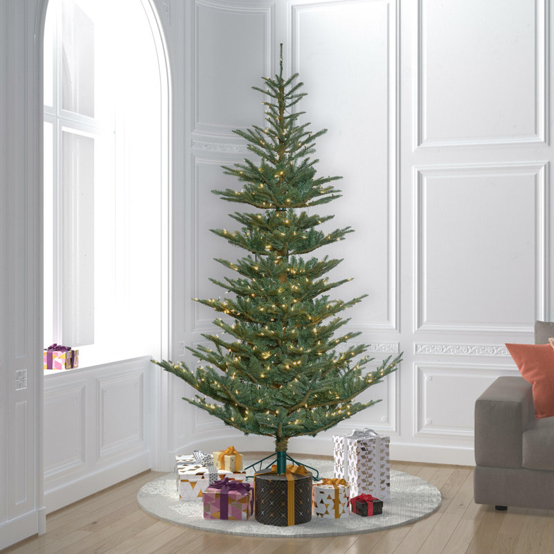 Alberta Blue Spruce Artificial Christmas Tree with Warm White LED Lights, 10' H