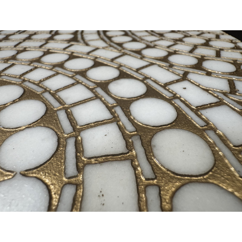 Radiant Gold Paint Etched Marble Tile