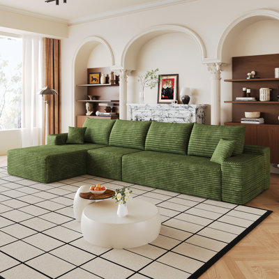 135" Modular Corduroy Sectional Sofa with Chaise