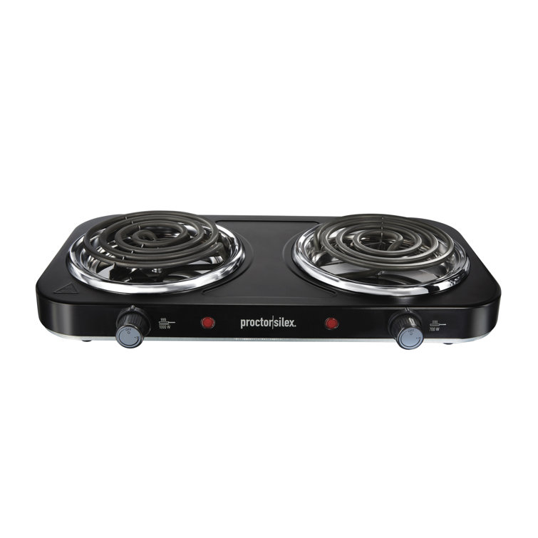 MegaChef Portable 2-Burner 5.5 in. White Hot Plate with