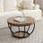 31" Round Industrial Coffee Table, 2-Tier Storage, Modern Wood & Black Metal Accent Center Table For Living Room, Home Office | Gift Idea-888217570
