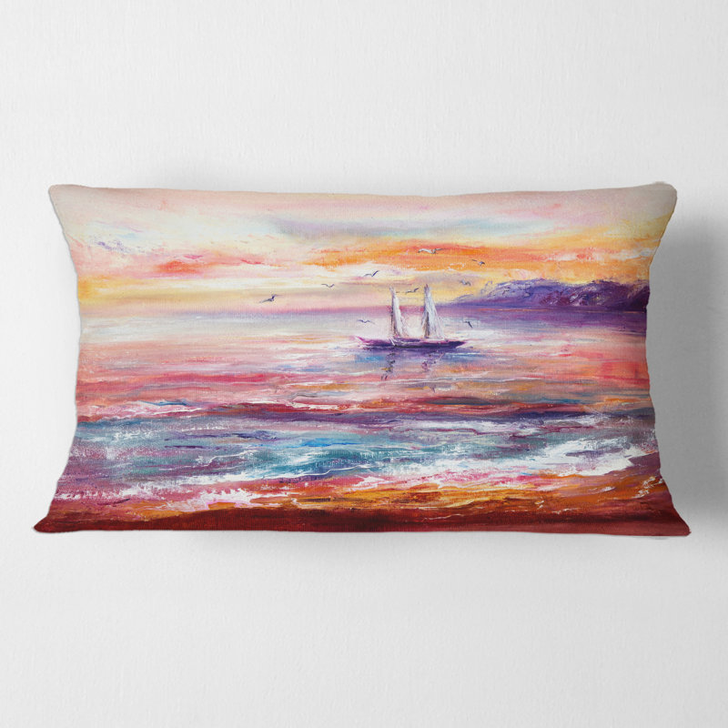 Housse et housse de coussin rectangulaire Boat the Ocean Pendant Vibrant Sunset