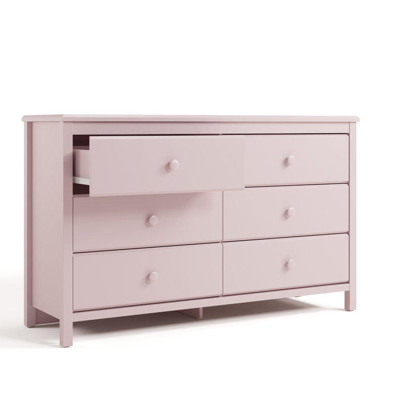 Alpine 6 Drawer Double Dresser, Blush