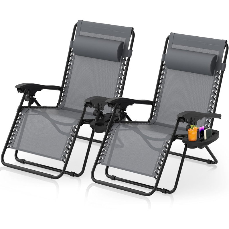 Tanesia Folding Recliner Chair, Gray