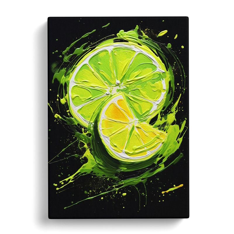 Lime Fruit Gestural No.2 - Wrapped Canvas, 76cm H x 50cm W x 3cm D