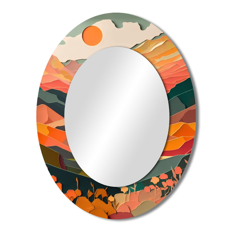 Sublime Sun Soaked Simplicity II - Large Oval Wall Mirror On Metal, 43" x 33"