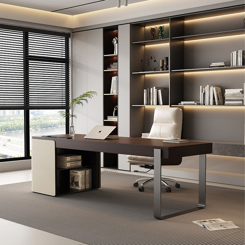 Bureau rectangulaire 78,74 po brun italien minimaliste, 29.53" H x 78.74" W x 27.56" D