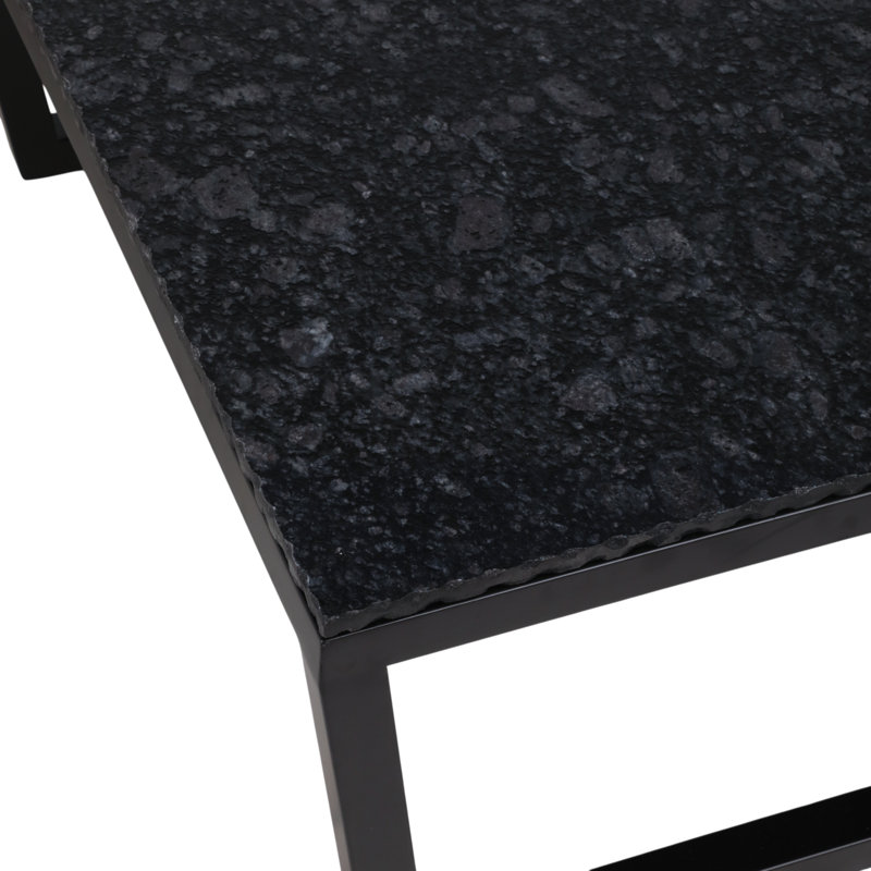 Elevarre Elegance in Stone and Metal Coffee Table, Modern Granite Gray Variant, Standard Size - Enhance Your Living Room Decor