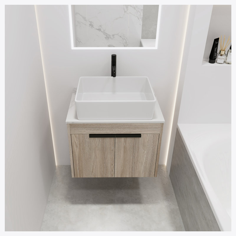 24 " Modern Design Float Bathroom Vanity With Ceramic Basin Set
