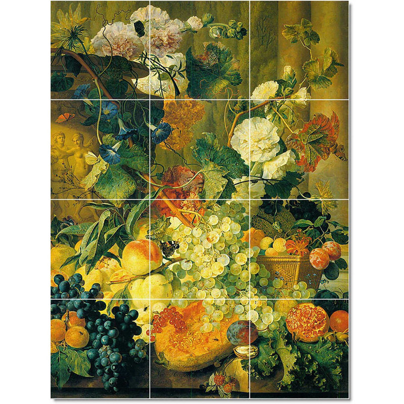 Carreau de céramique décorative 36 po x 48 po 12 po x 12 po, Jan Van Huysum W22643