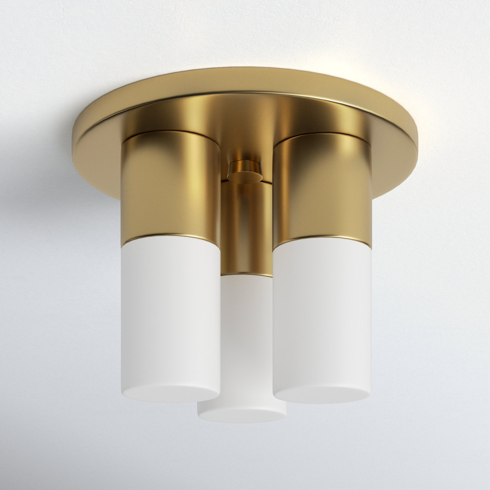 Otto 3 Light Glass Flush Mount, Aged Brass