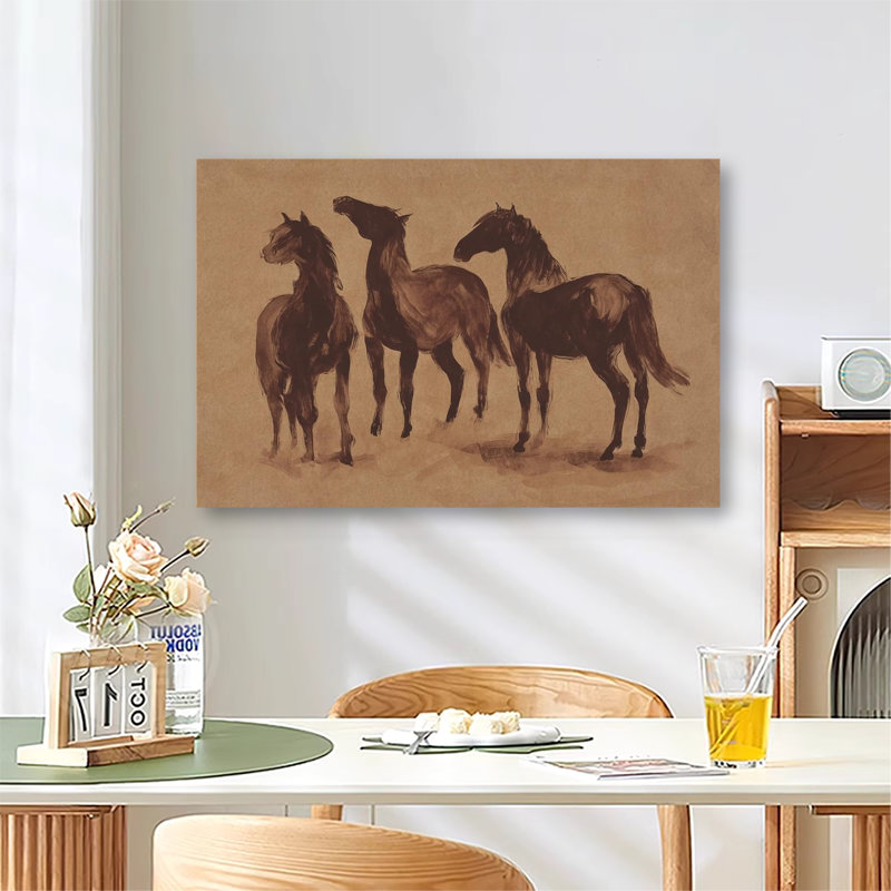 «Three Horses» sépia, 20 x 30 po