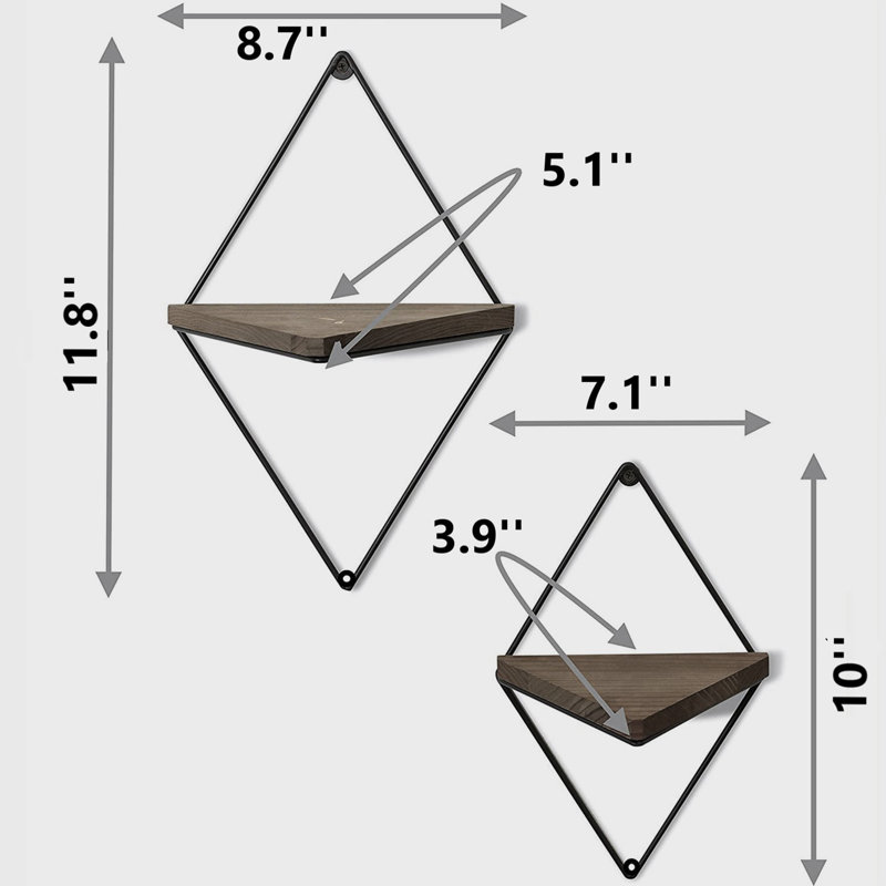 2 Piece Diamond Floating Shelf