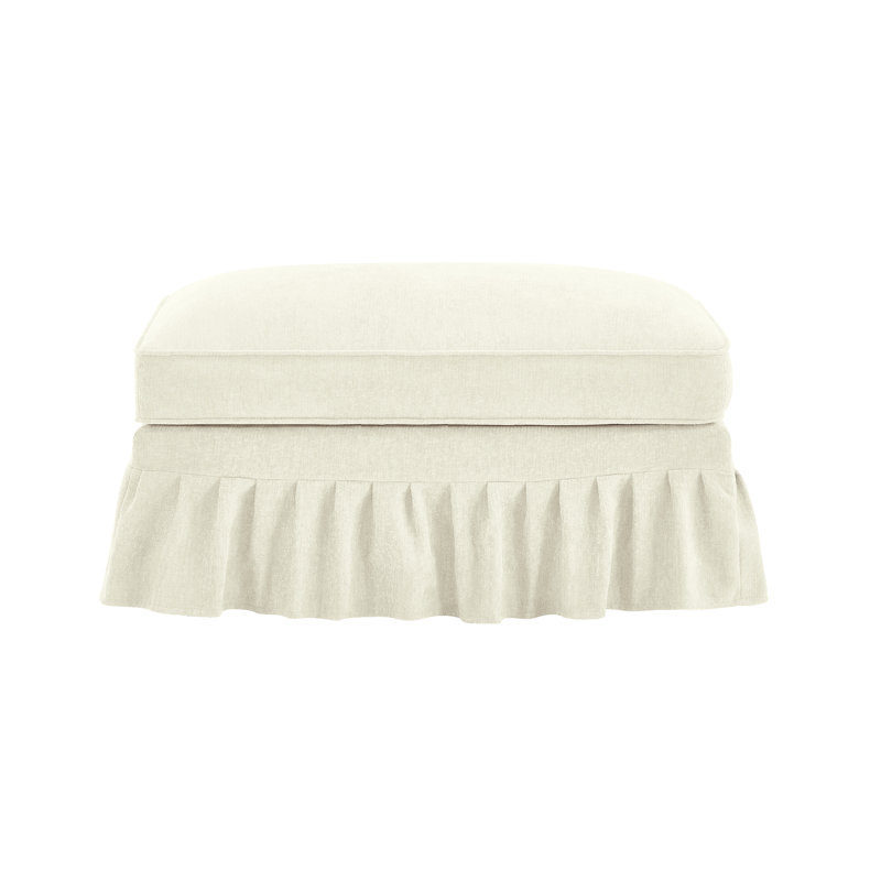Chenille de beige et de blanc avec des volants détachables pour présenter deux styles de coussins de cou rembourrés en mousse à haute densité segmentés et rembourrés de mousse à dossier incurvé.