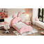 Lit plateforme tapissier simple avec tête de lit et lit rose durable-985664065
