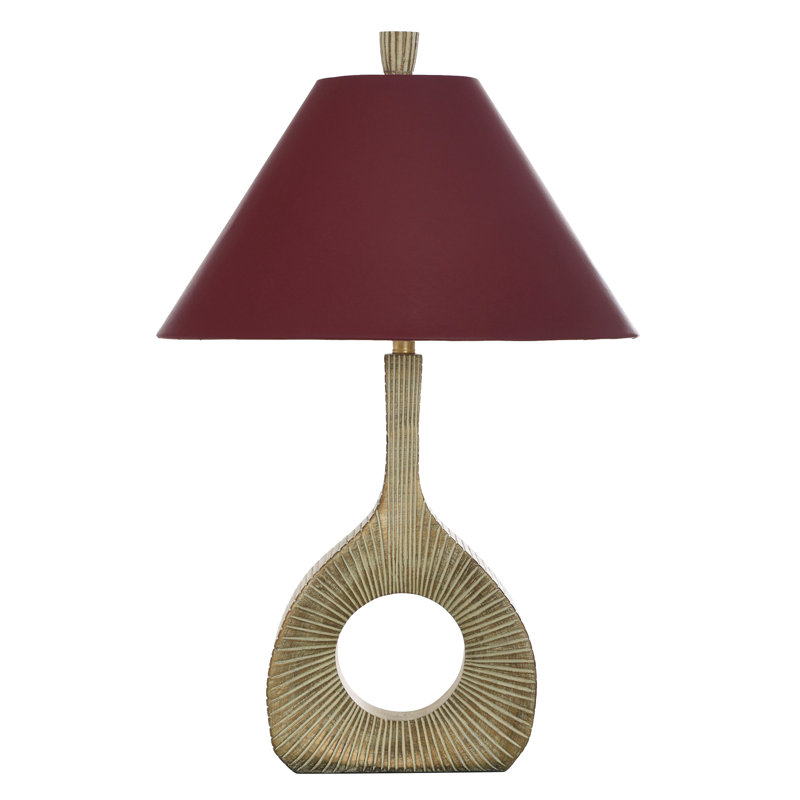 Norman Wyatt Home - Javani - Lampe de table en poly - Or Baffo - Abat-jour rouge
