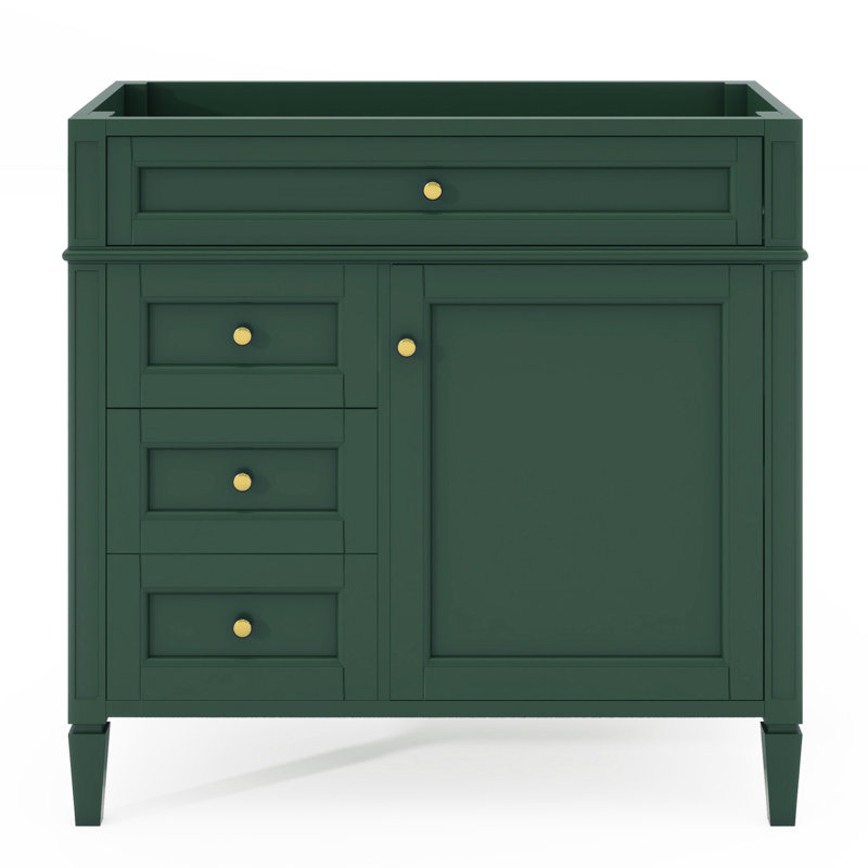 Meuble-lavabo de 36 po sans lavabo supérieur, armoire de rangement moderne avec 2 tiroirs et un tiroir basculant, structure en bois massif (n'inclut pas le lavabo)