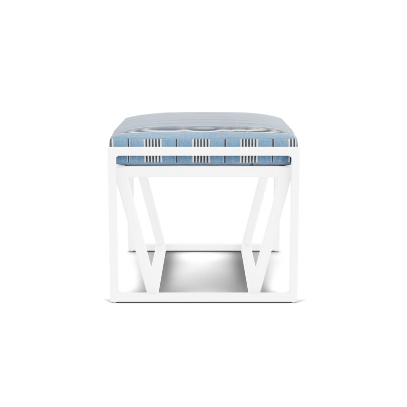 Summit Outdoor Ottoman, White, Hansen Sky