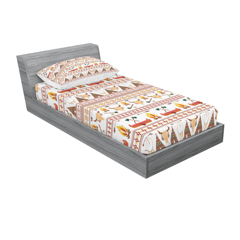 Microfiber Floral Sheet Set, Twin Sheet Set with Fitted Sheet, Abstract