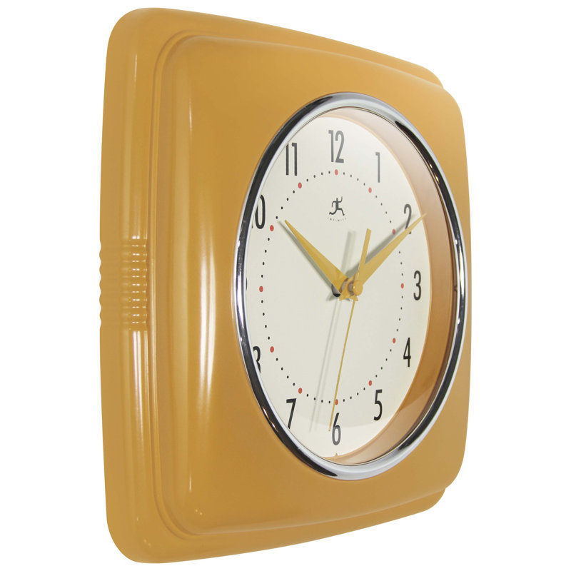Orrwell Square Plastic Wall Clock 9.25 Inches, Saffron