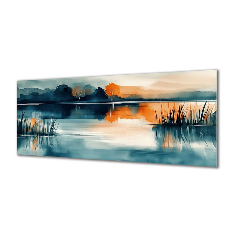 Impressions métalliques sur la nature - décor mural Sunset Lake, 20" W x 12" H