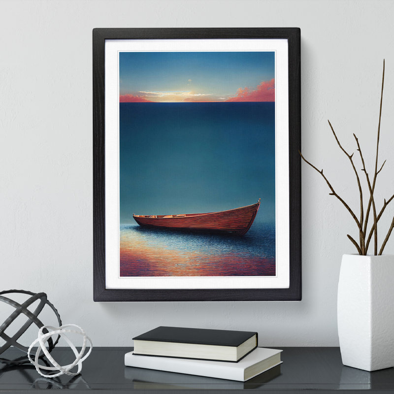 XV1022-3759X Resting Boat - Print, Black Framed, 66cm H x 48cm W, White