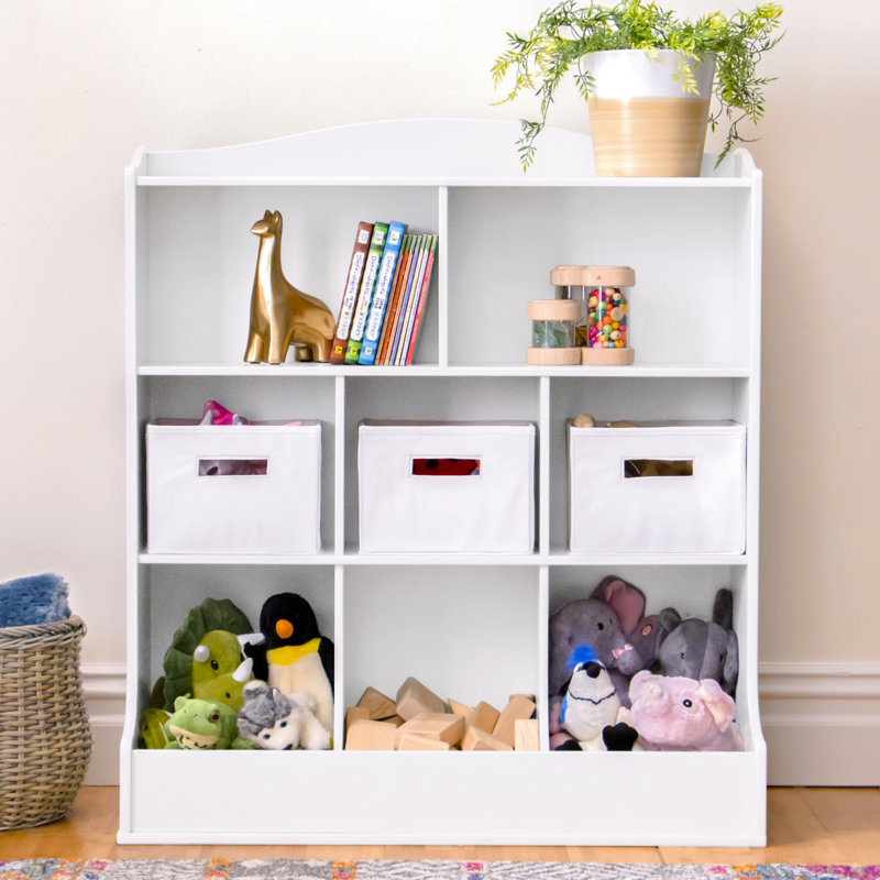 White Wooden Kids' Toy Storage Organizer with Cubbies