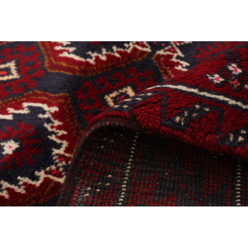 Tapis décoratif en laine noué à la main de conception unique 3 pi 1 po x 6 pi 4 po Bertelli