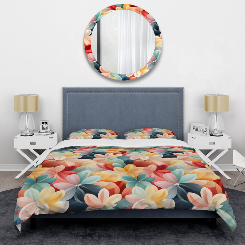 Ensemble de housse de couette Monochromatique Zen - Floral, Housse de couette simple + 1 taie décorative stan