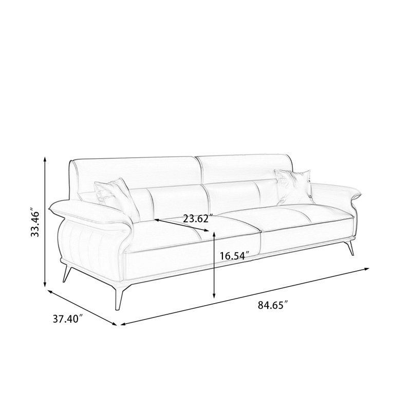 Black Genuine Leather Modular Sofa, Black