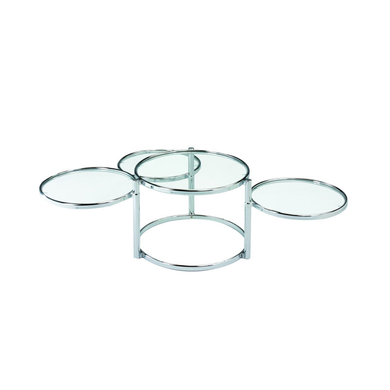 Table basse gigogne moderne avec verre transparent et chrome