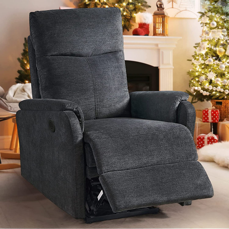 Upholstered Recliner, Gray 100% Polyester
