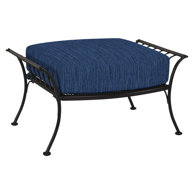 Monterra Outdoor Ottoman, Carbon Black, Sash Denim