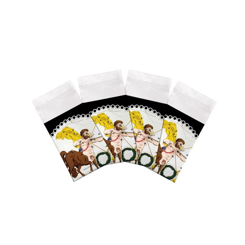 Zodiac Sagittarius Cotton Sateen Dinner Napkins, Black