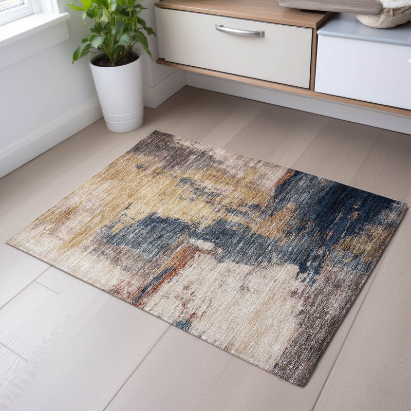 Tapis moderne lavable à la machine de qualité supérieure AMF1068, Rectangle 1 pi 8 po x 2 pi 6 po