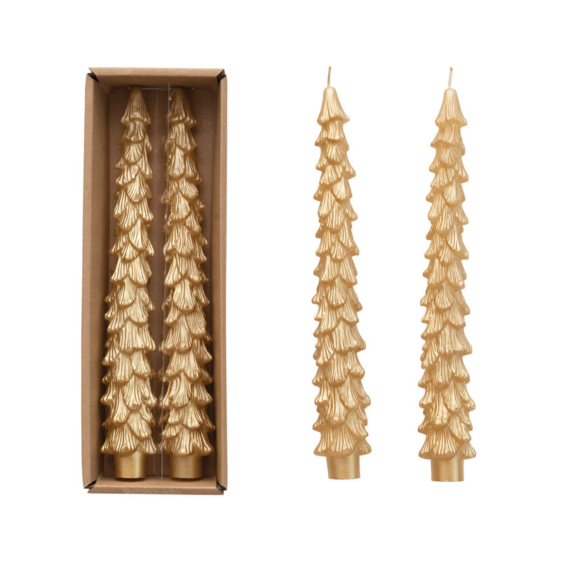 Bougies coniques non parfumées en forme d'arbre, Beige
