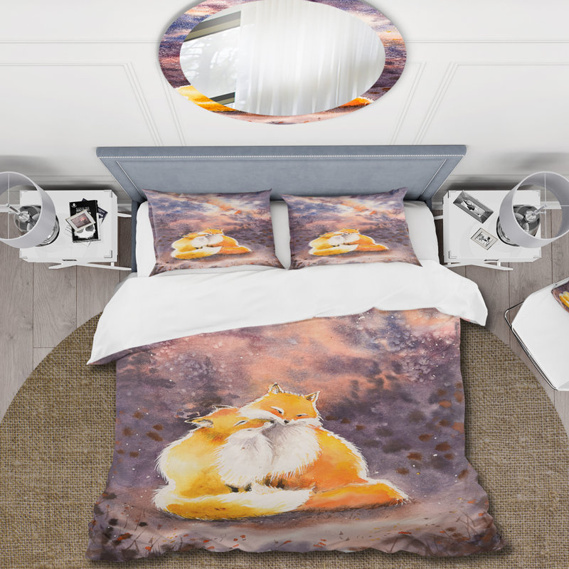 Ensemble de housse de couette pour enfant Art Hugge Foxes Over A Night, Twin Duvet Cover + 2 Standard Shams